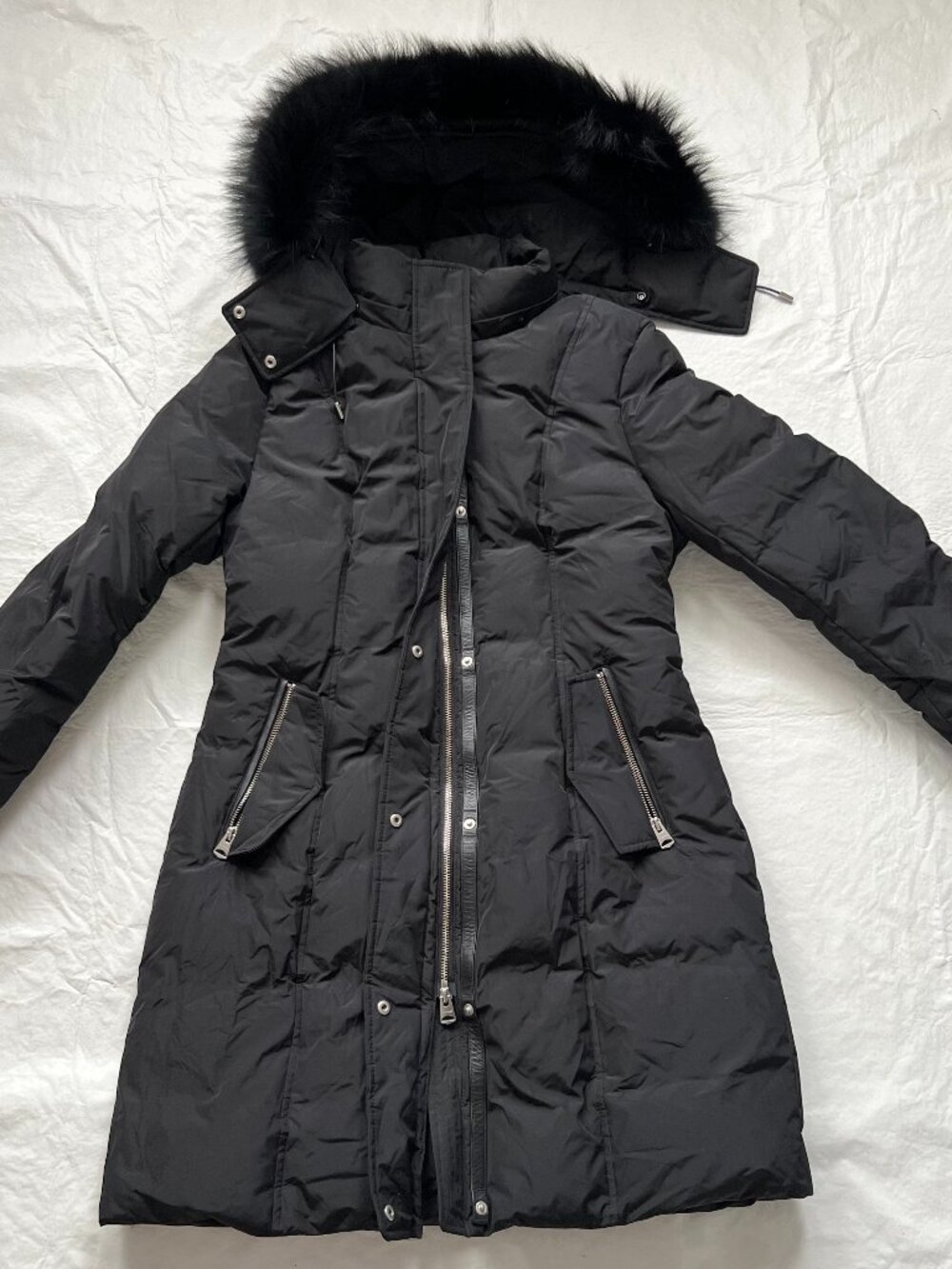 Mackage parka Ashlyn-n Genuine Fox Fur Trim Hooded Down Jacket In Black Large